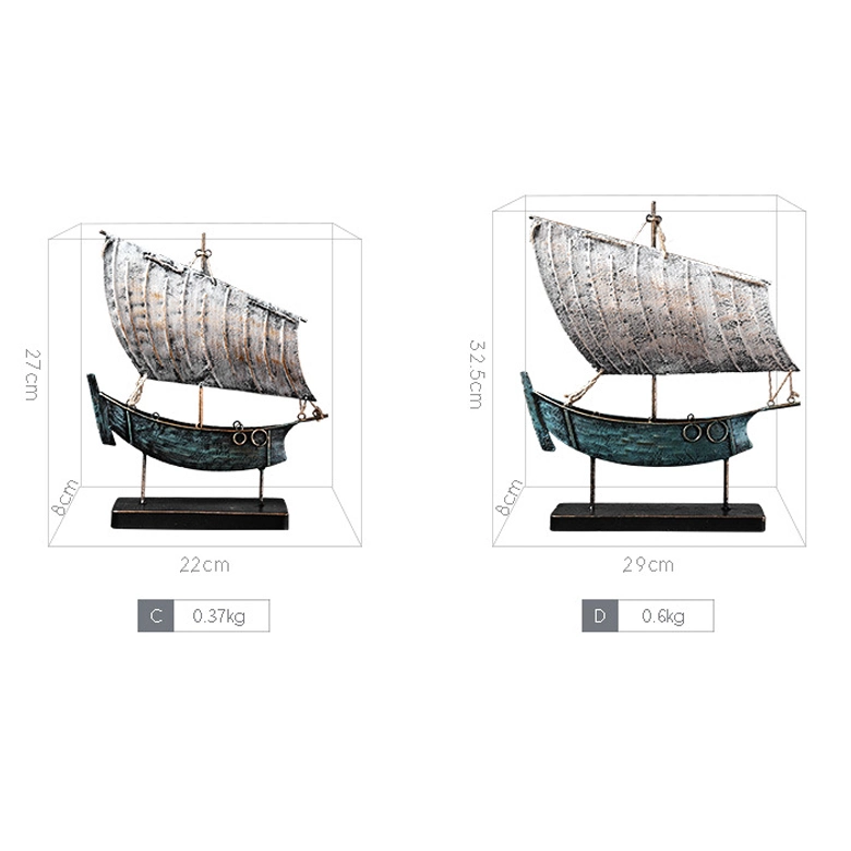 Home Decoration Metal Art Desktop Iron Crafts of Sailboat