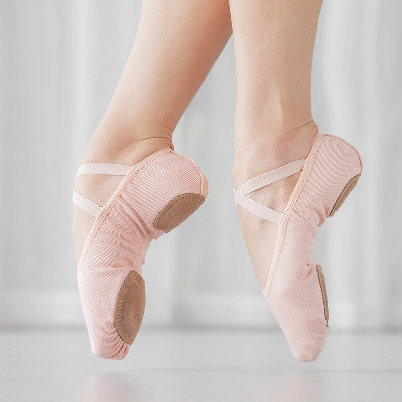 Günstigste Kinder Ballett Tanz Schuhe Segeltuch Split Sole Hausschuhe für Tanzen