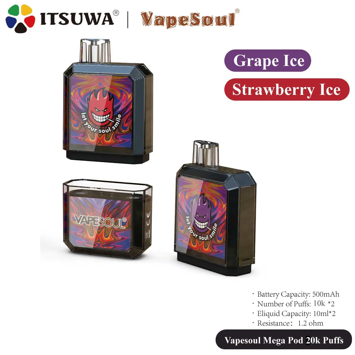 Itsuwa Vapesoul Mega-Pod 2000 Puffs Wholesale Oil Disposable Custom Vaporizer Rechargeable Battery Bar Free Price Smoke E Shisha Flavours