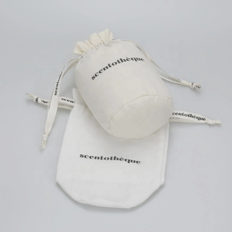 Petite housse en coton blanc Base ronde Sac en coton avec logo