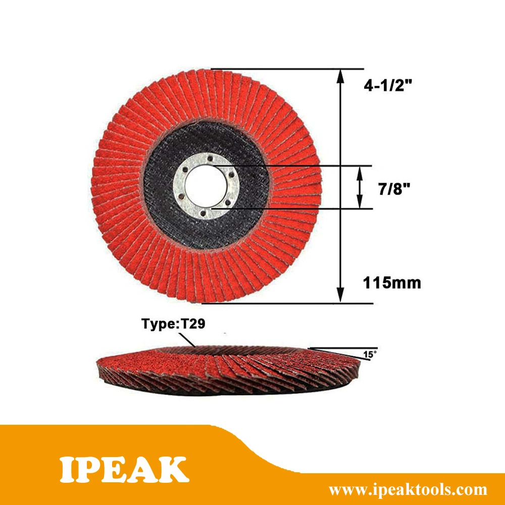 Free Sample 115mm 125*22mm T29 T27 Alumina Oxide Zirconia Calcined Ceramic Polishing Abrasive Grinding Flap Disc with Angle Grinder for Metal