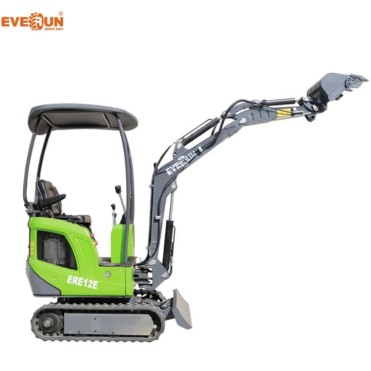 Everun Ere12e 1100kg Micro Digger Machine with LED Working Light Bucket Tracked Small Hydraulic Crawler Electric Mini Excavator