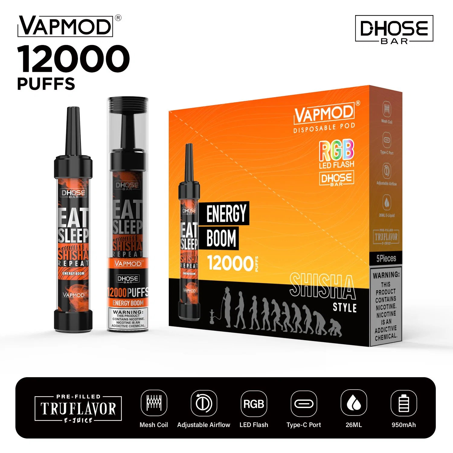 Los vapores de grandes Mayorista/Proveedors Puffbar Elf sabor afrutado Wape Vape Lápiz malla fumar cigarrillos de la bobina E desechables recargable 12000 bocanadas