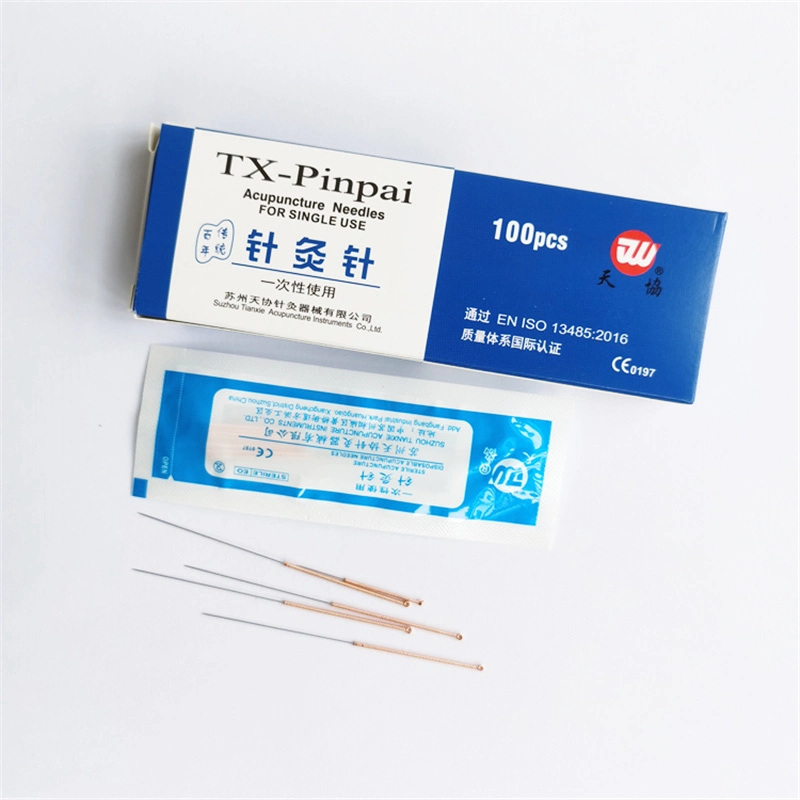 Chinese Disposable 100% Sterile Copper Handle Acupuncture Needles with Plastic Bag Packing