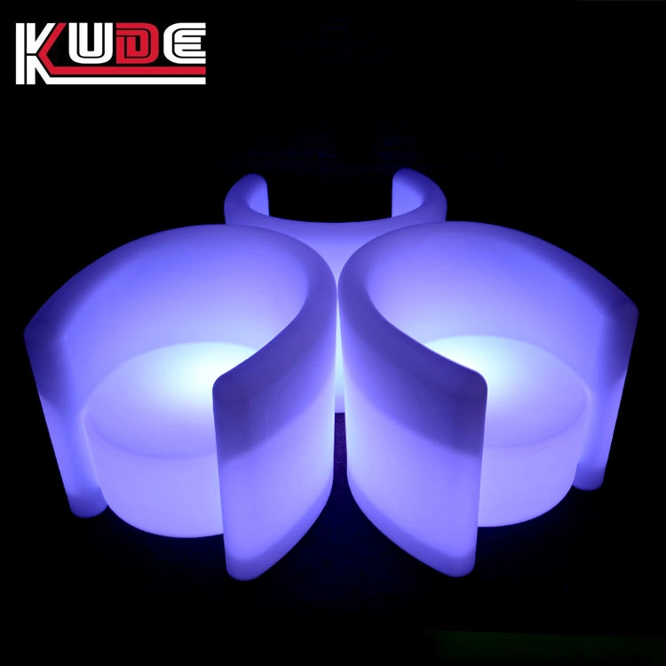 Outdoor Glowing LED Plastic Sectional Sofa Set Illuminated Club Furniture Chair and Table