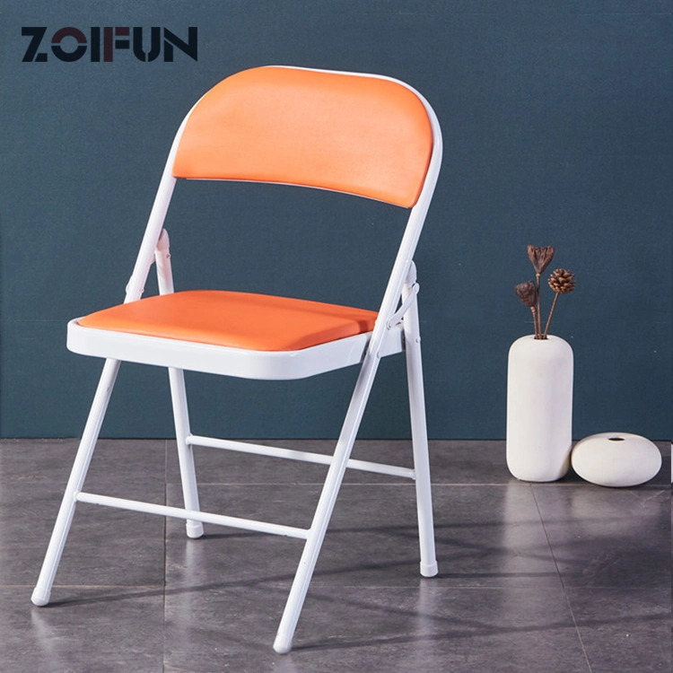 Zoifun Portable Folding Camp Manufacturer Chairs Modern Metal Dining Chaise French Cheap Folding Chairs Hotel Chair