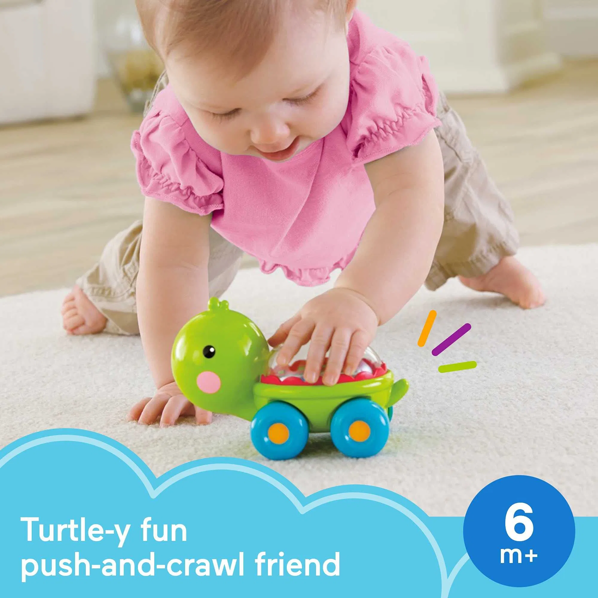 Hot Sale Baby Crawling Toy Turtle Push-Along Vehicle Toy with Ball Sound