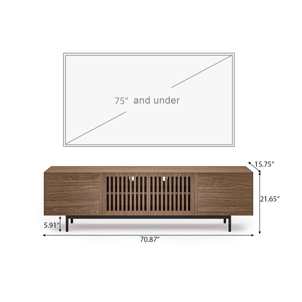 Подставка для телевизора с минималистичным дизайном Slatted Media Console и технологией Tall-Cast Металл