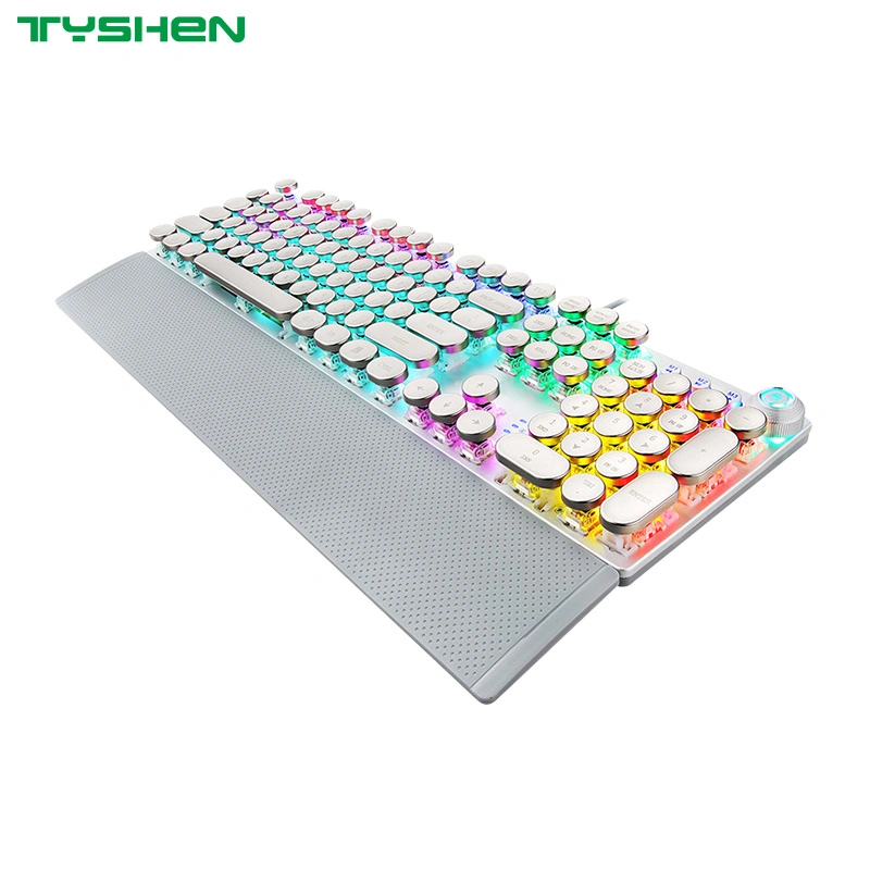 Mechanical Keyboard Punk Keys with Hand Support Multimedia Keys&Volume Knob