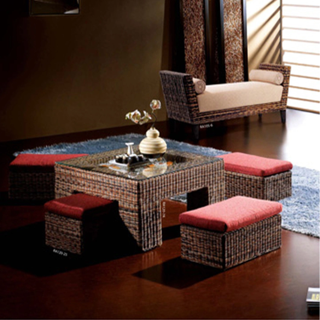 New Design Rest Wicker Leisure Chair and Table with Handmade Chandelier Rattan Pendant Lamp