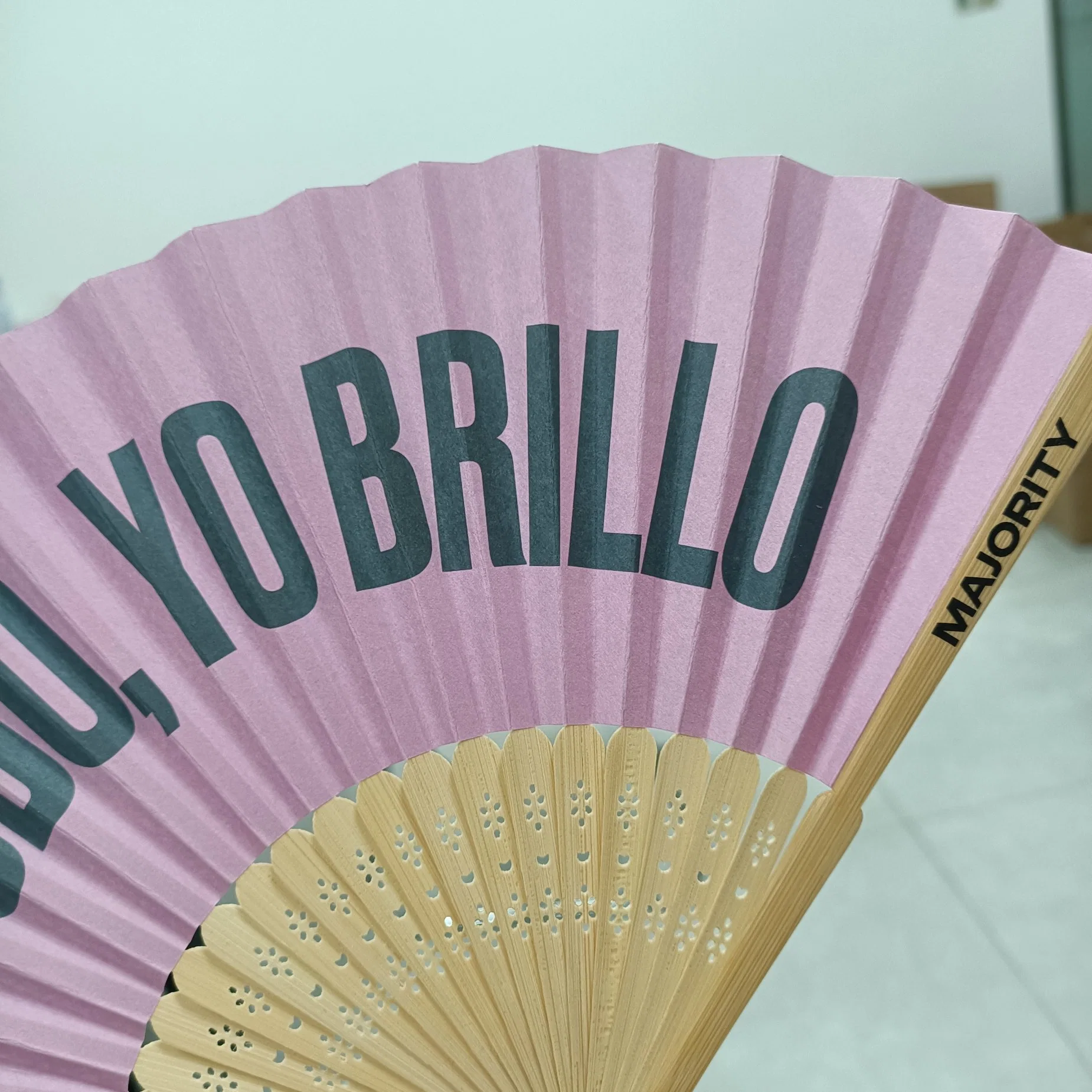 Promotional Paper Hand Fan Personal Bamboo Paper Folding Hand Fan