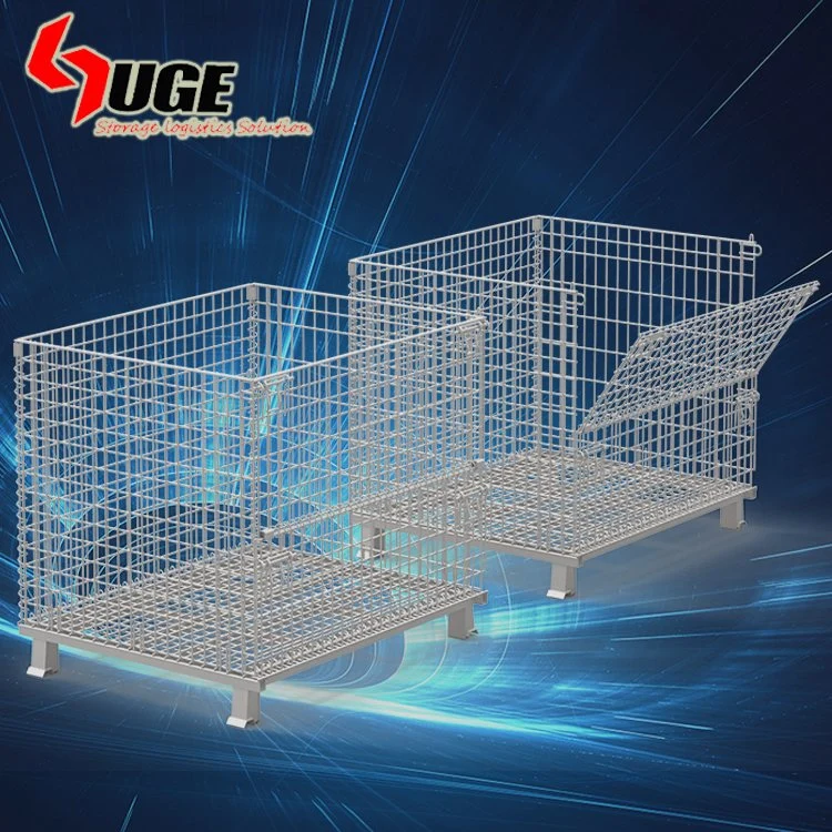 Véritable Gitterbox de type industriel de métal galvanisé à chaud boîte pliable Mesh cage de stockage de palettes de conteneur de fil