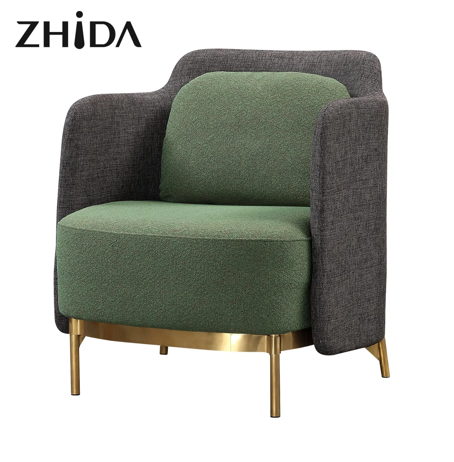 Luxury Relax Leather Leisure Accent Chair Living Room Furniture Metal Leg Leisure Modern Deisgn Fabric Armchair Bedroom Accent Chairs for Hotel Lobby Furniture