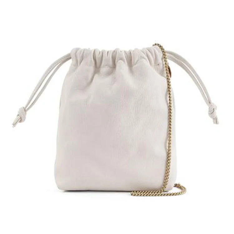 Custom Logo Small White Organic Canvas Bags Cotton Linen Drawstring Bag