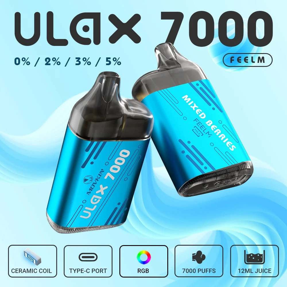 High quality/High cost performance  Glowing RGB vape Movkin Ulax 7000 Puffs Original Fumot Ceramic Coil Rechargeable Battery Disposable/Chargeable Vape