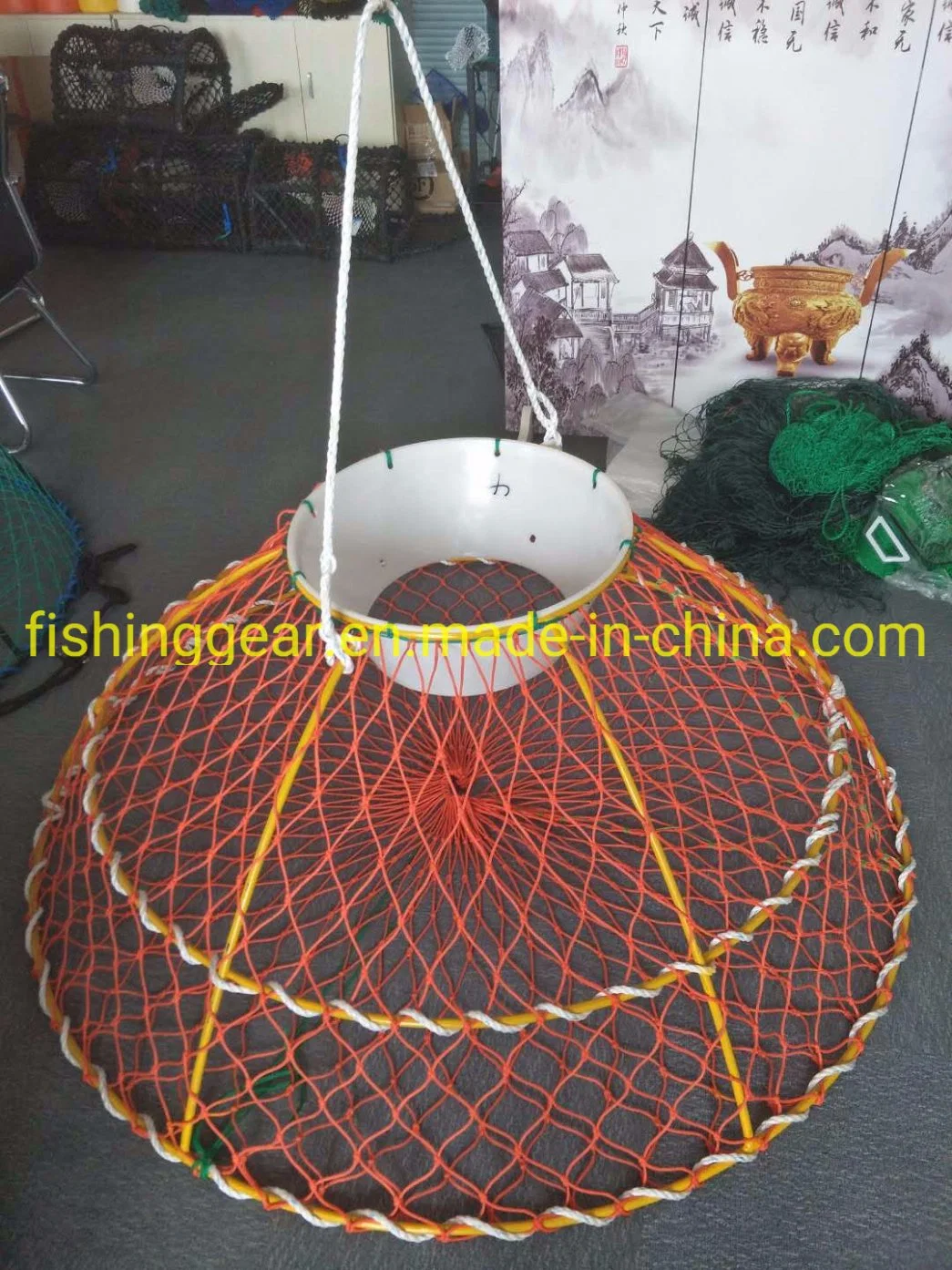 Snow Crab Traps with Orange Color Braided Net