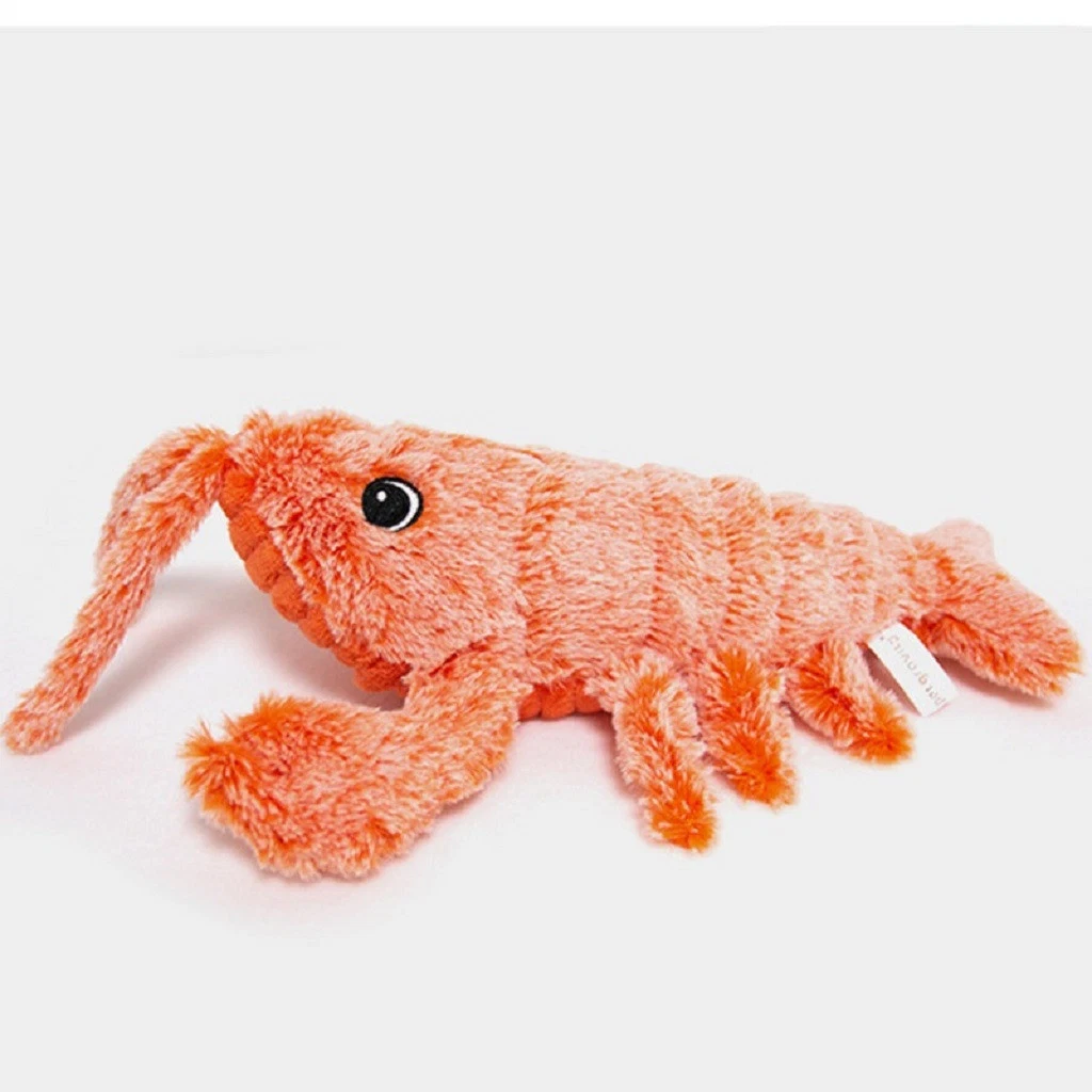 Funny Jumping Shrimp Plush Cat Dog Electric Simulation Lobster Pet Toys