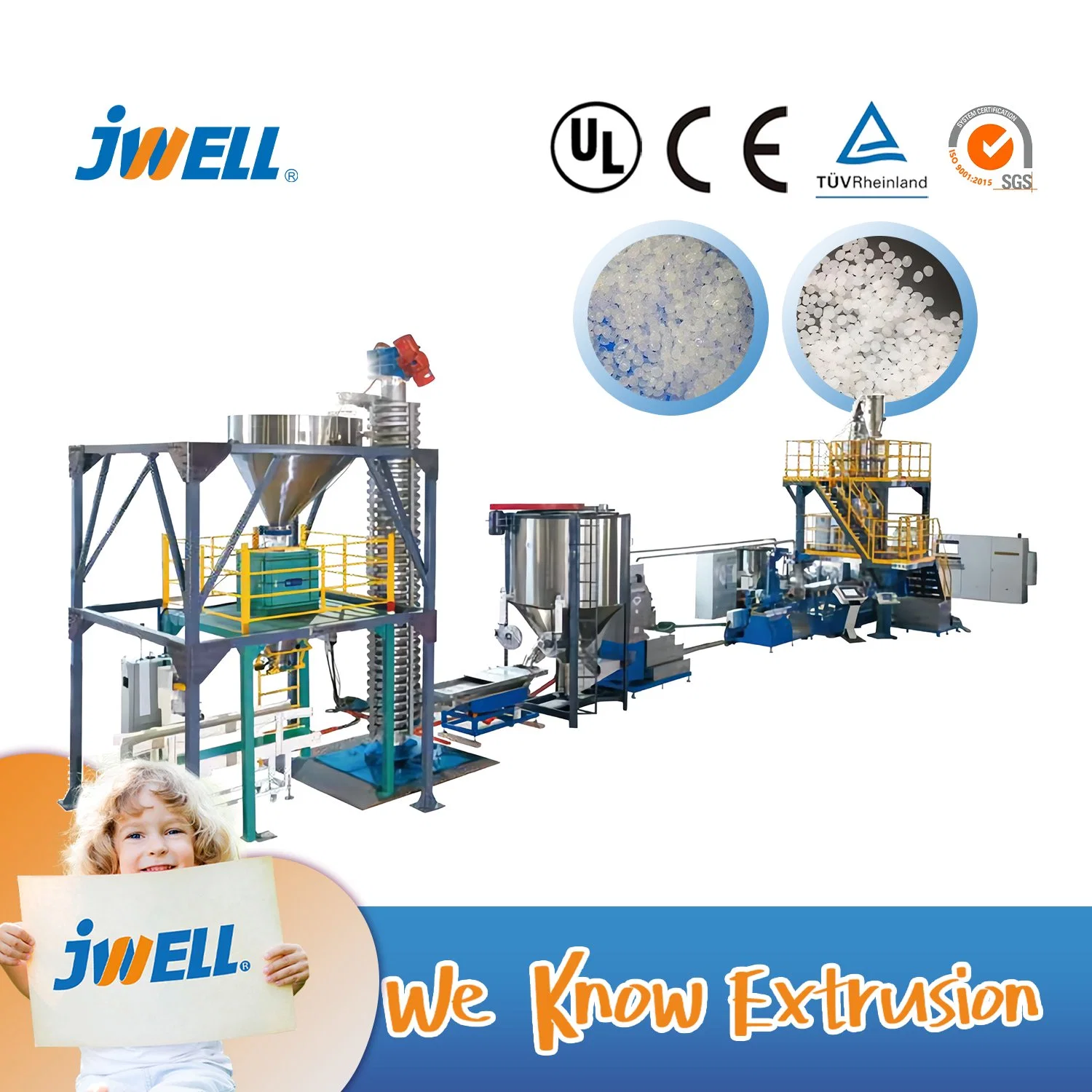 Jwell Corn Stärke Granulat biologisch abbaubar PLA Kunststoff Recycling biologisch abbaubar Compounding Extruder