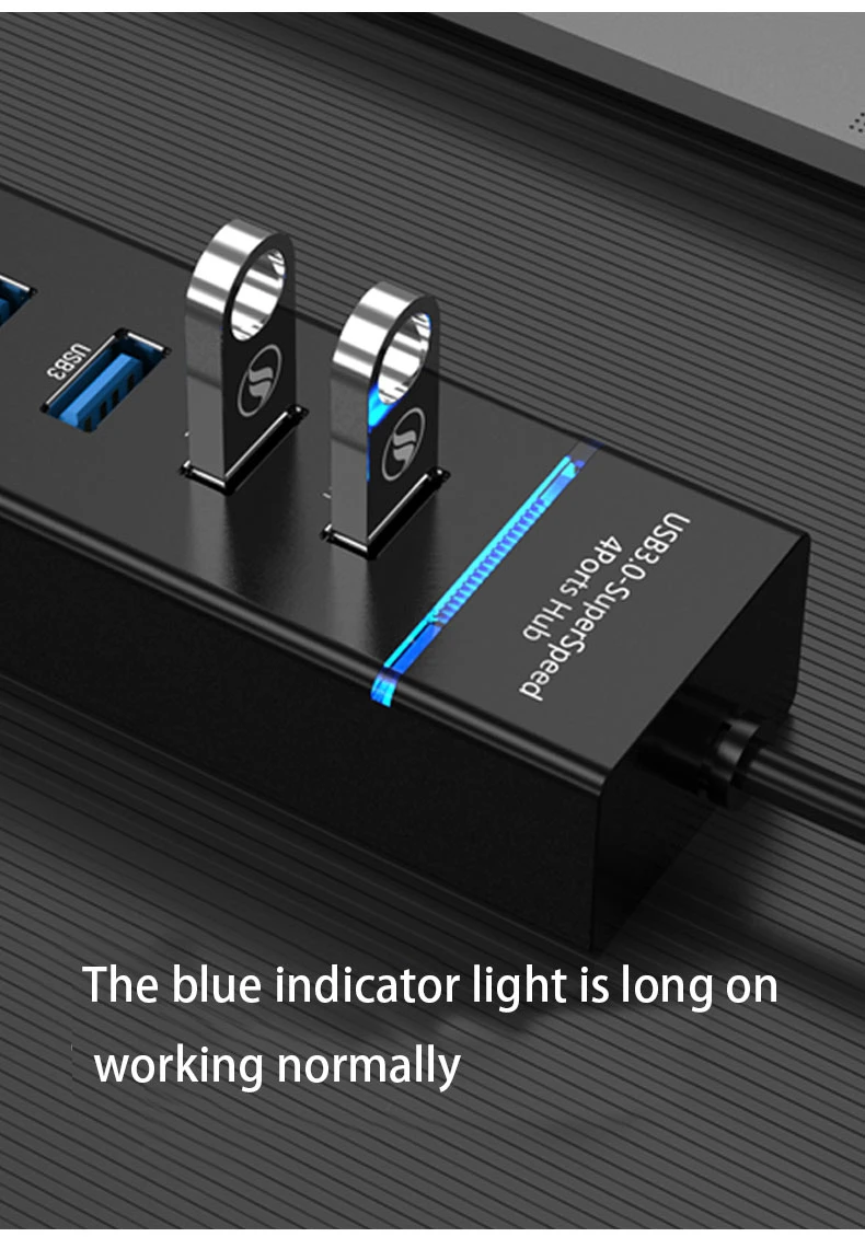 4 puertos 2,0 3,0 USB Hub Splitter de alta velocidad múltiple Divisor cable de expansión del adaptador USB para el adaptador de PC de sobremesa para portátiles Hub USB