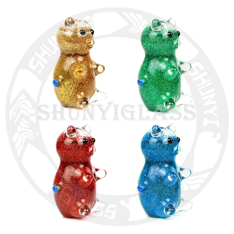 Lucky Bear Pipe Design Freezable Glycerin Coil Hand Pipe Glass Water Pipe