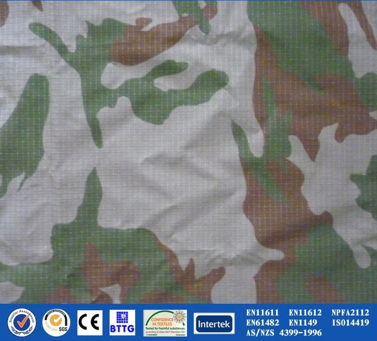 Flame Retardant Camouflage estampado algodón tejido de perforación para uniforme y. Ropa de trabajo y mochila