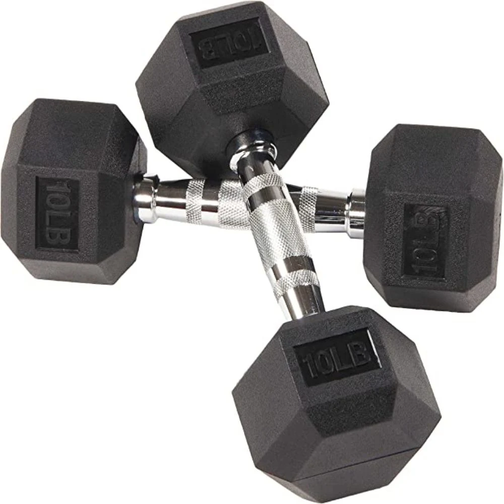 Home Gym Bodybuilding Equipment Fixed Black Dumbells Hex Rubber Dumbbell