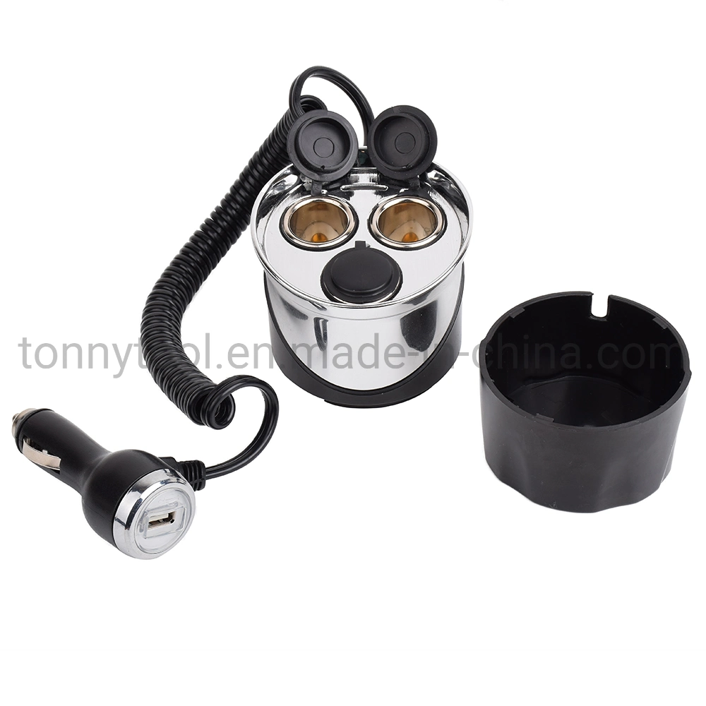 12V Cup Holder Power Adapter with 2.4A USB Car Charger