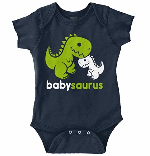 Funny Dinosaur Cute Mommy Daddy Cartoon T Rex Toddler Baby Romper Garment