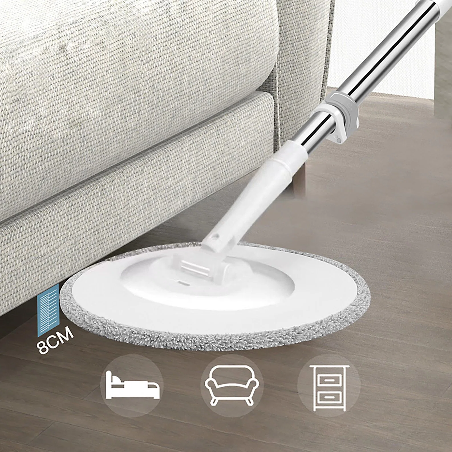 Round Handfree 360 Rotate Spin Flat Mop Bucket with Dirty Water Separated in Magic Wet and Dry Floor Cleaning