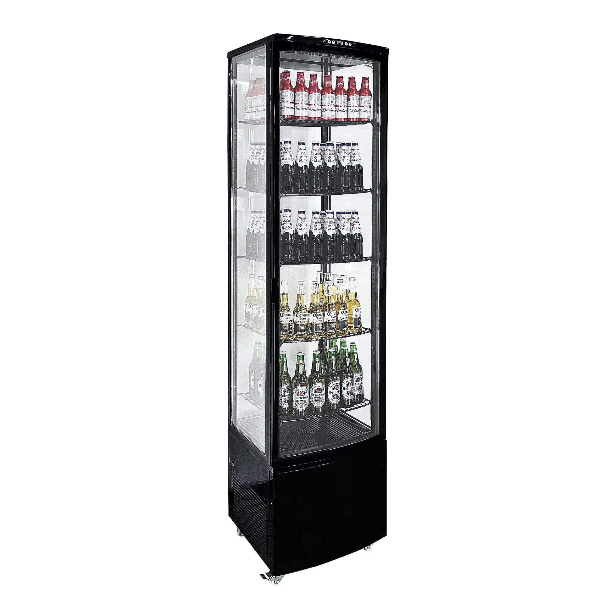 Commercial Four Sides Glass Mini Upright Cake Refrigerator Drinks Showcase Storage Freezer Cabinet Beer Cooler for Bar and Home Party 238L Sc-238c