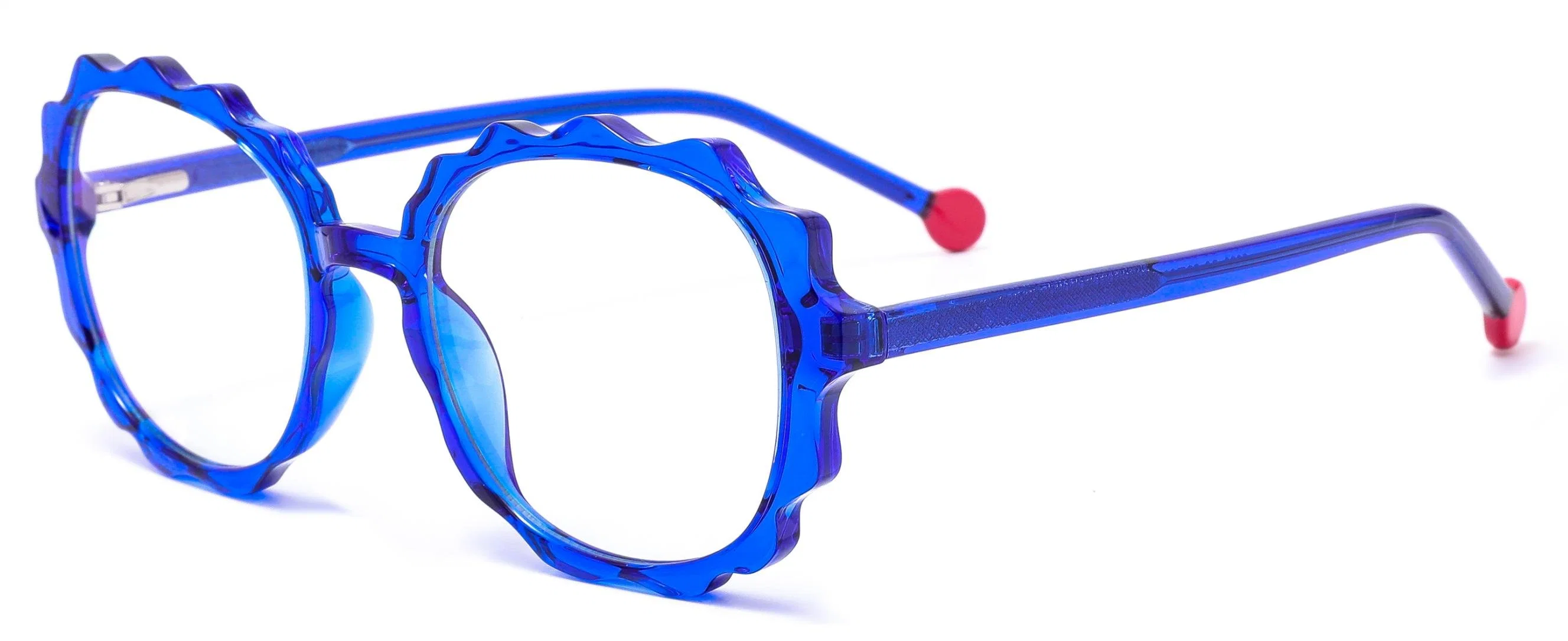 Unique Cute Design with Solid Candy Color PC Tips Round Gear Tooth Shape Frame Tr90 Stock Girl Optical Frames