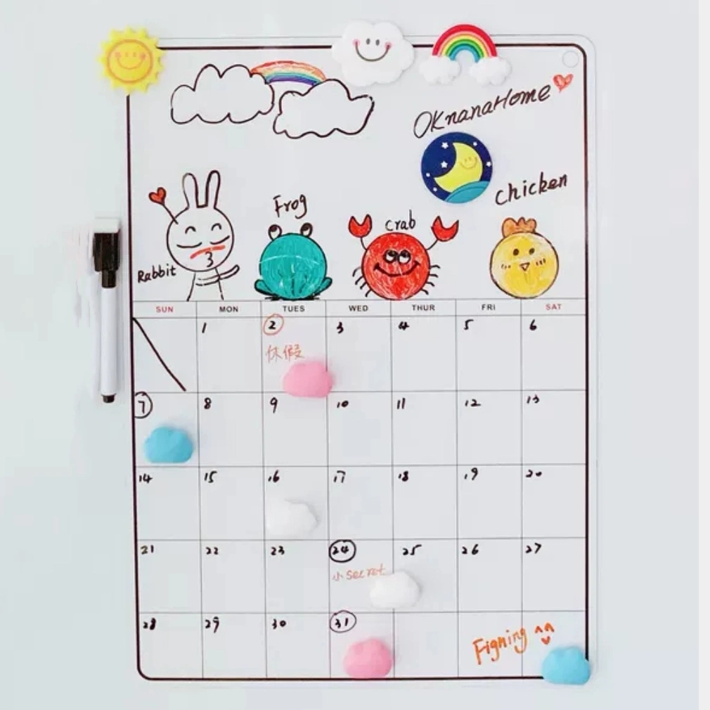 Calendrier en acrylique magnétique résistant pour réfrigérateur 3D personnalisé Décoration