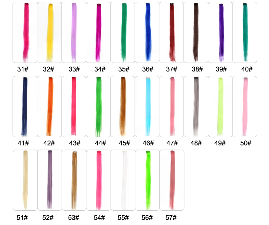High quality/High cost performance  Colorful 57 Colors Extension Hair Long Straight Synthetic One Clip in Hair Extensions