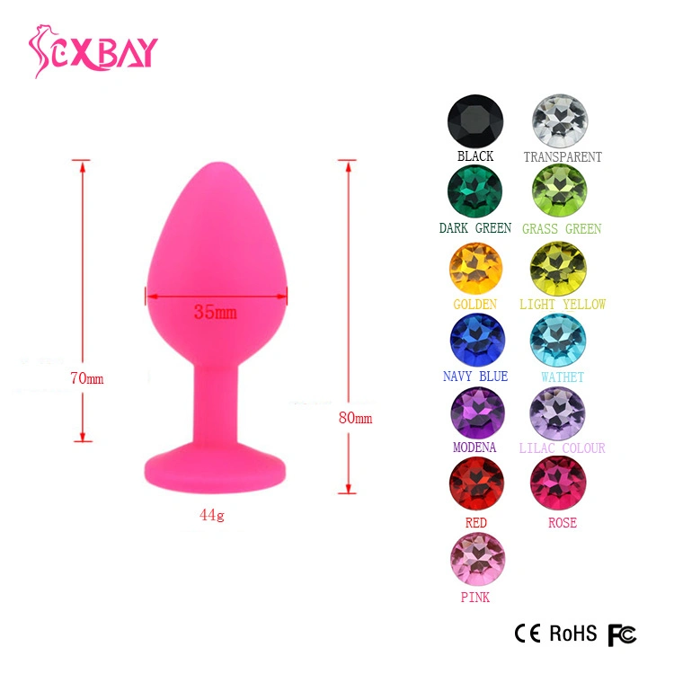 Butt Plug Set with Round Rhinestone Silicone Anal Sex Toys for Women Men