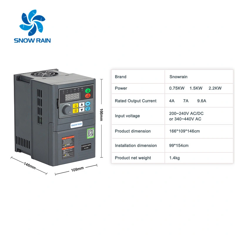 Promoción de venta directa del fabricante 200-240V 50Hz 60Hz AC DC 2,2kW Frecuencia del convertidor