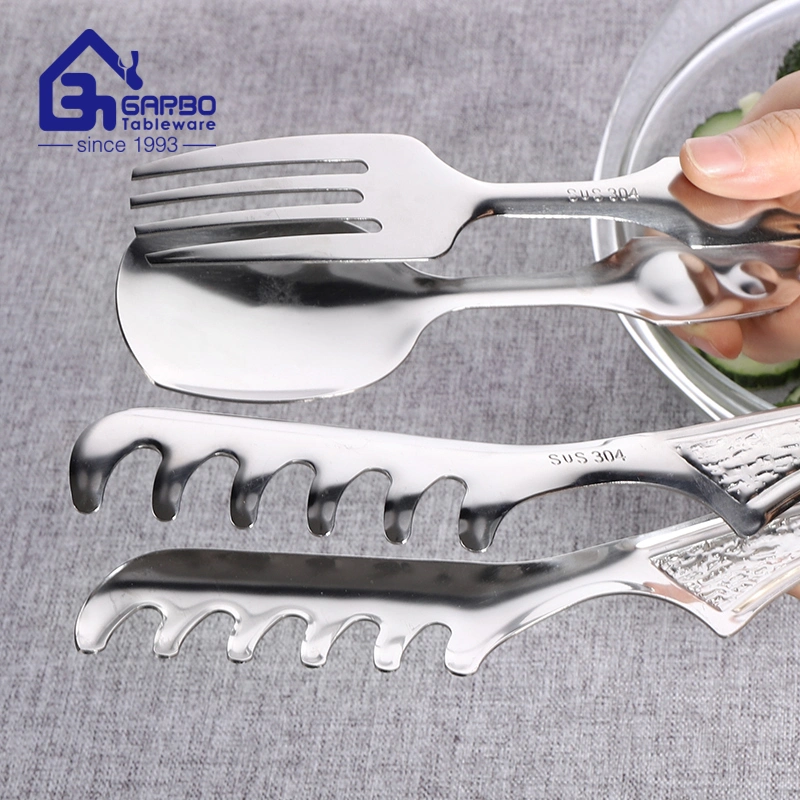 Guangzhou Factory Made Stainless Steel Food Tongs Kitchen Serving Tong for Pasta Noodles