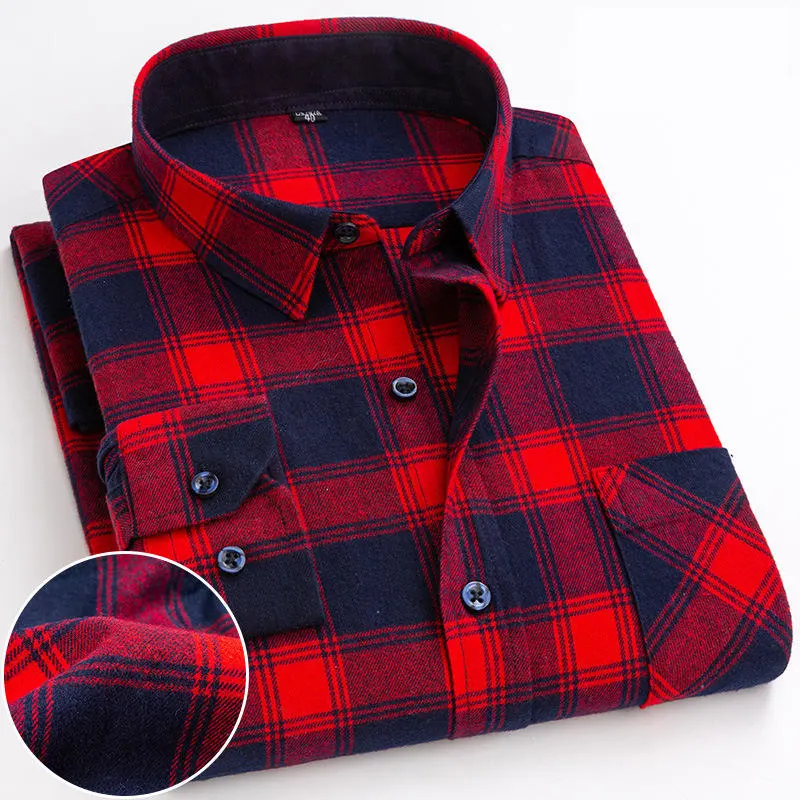 Custom Casual Plaid Pattern Red and Black Color 100% Cotton Soft Breathable Popular Style Long Sleeve Shirts