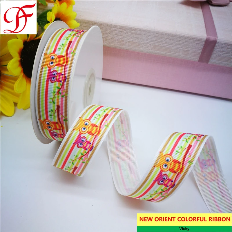 Export Custom Heat Transfer Printed Grosgrain Ribbon Double/Single Face Satin Sheer Organza Hemp Taffeta Gingham Ribbon Satin Edge Ribbon