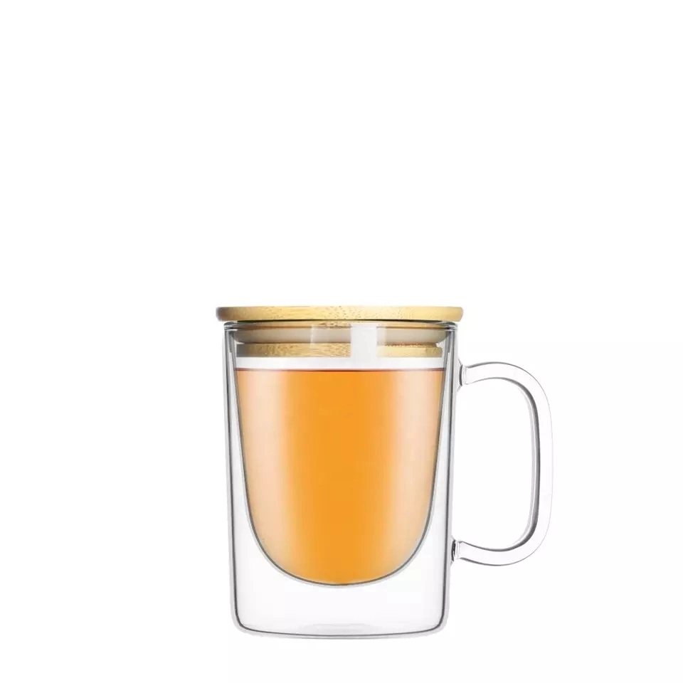 Lead -Free Insulated Double Walled Glass Coffee/Milk/Juice/Wine Cup with Handle