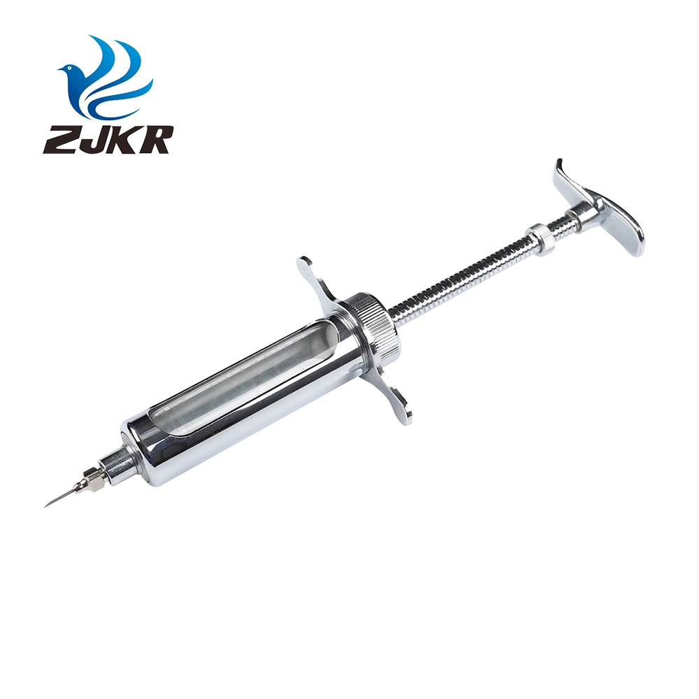 Zjkr Cattle Cow Brass Injectior Metal Syringe with Luer-Lock for Livestock