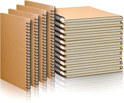 22 Packs A5 50 Sheets 100 Pages, 8.3 X 5.5 Inches, Brown (Unlined Style) Hard Cover Spiral Journal Spiral Notebook Wide Ruled Pages