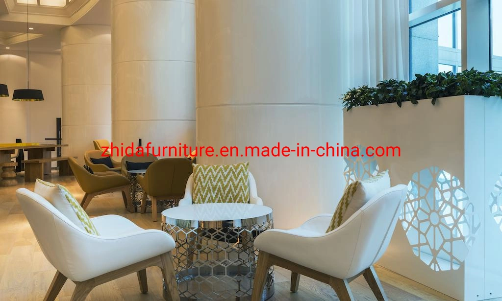 Zhida Custom Made Wholesale Modern Hotel Lobby Furniture Reception Public Area Leisure Chair and Table Set