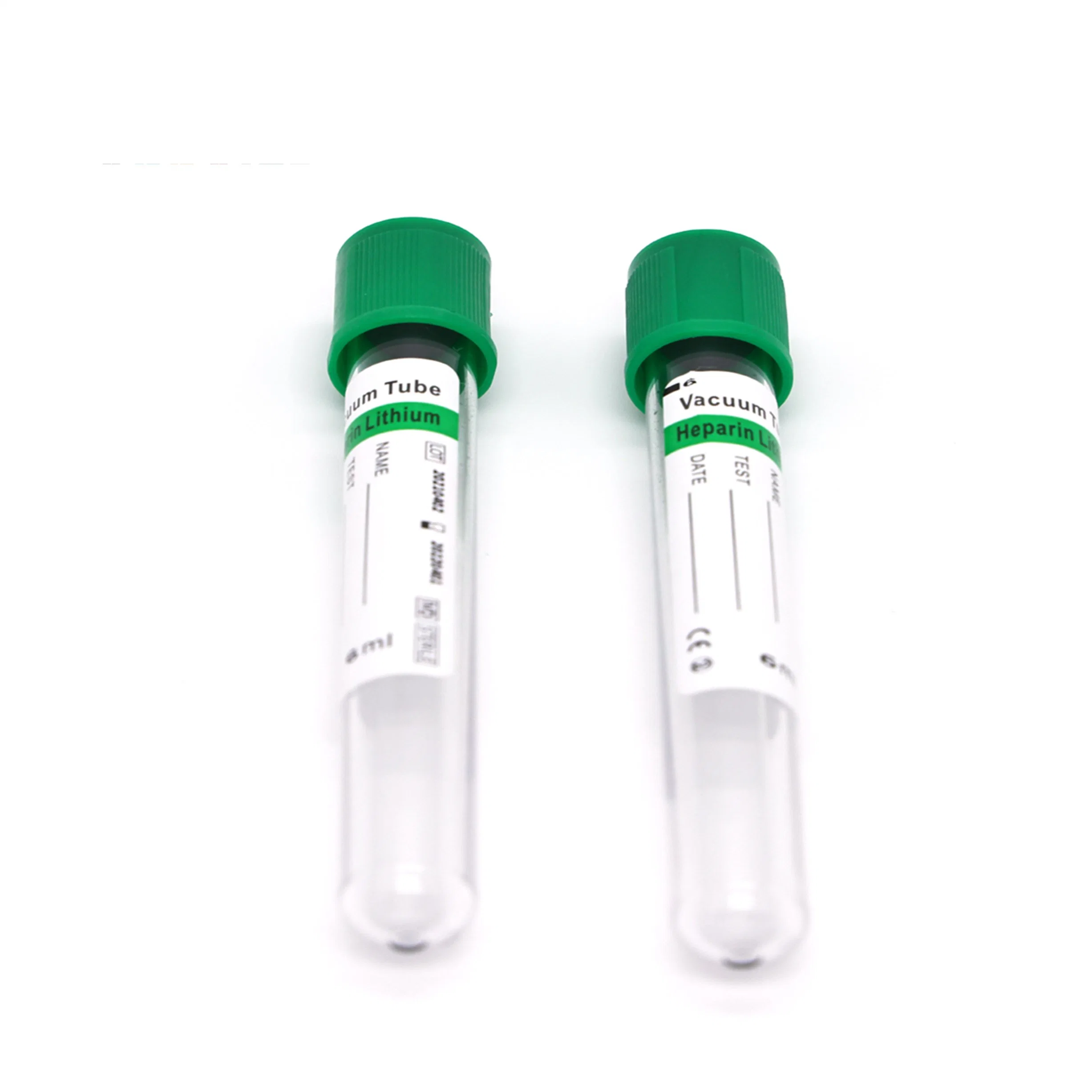 Green Head Lithium Blood Collection Tube Green Heparin Lithium Vacuum Tubo de extracción de sangre