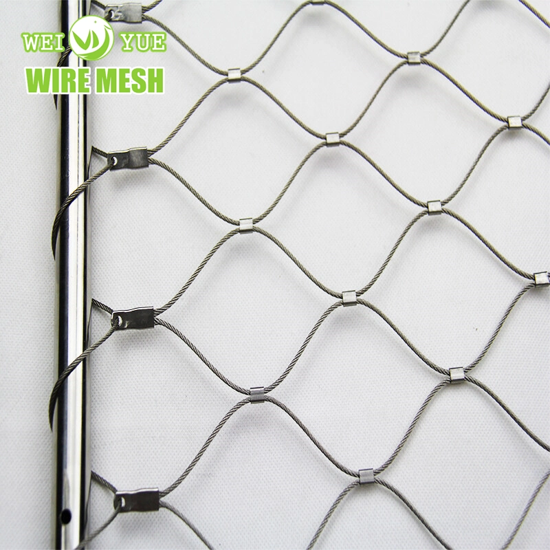 304 316L Rope Mesh Ferrule Type Garden Fence Safety Fence Flexible Stainless Steel Wire Rope Cable Mesh