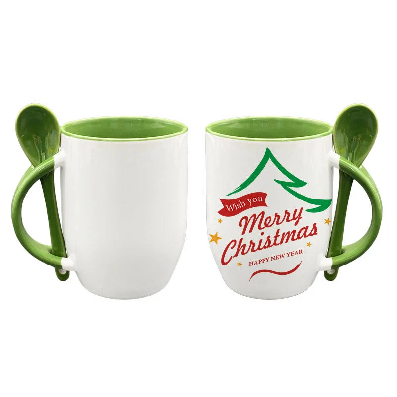 12 oz sublimation couleur de la poignée de Café Tasse avec cuillère pour cadeau de Promotion