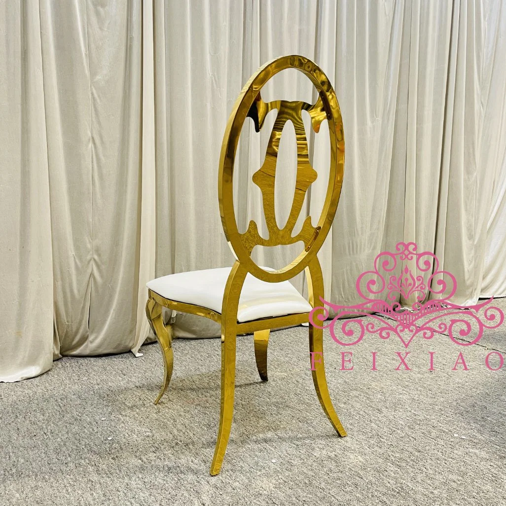 Luxury Wedding High Back Stainles Steel Gold PU Wedding Chair for Rental