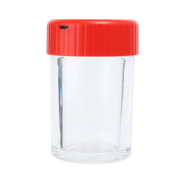 2021 Air Tight Custom LED Storage Jar Plastic Appearance Container with Magnifier Tube Shaped ABS Plastic Herb Glass Jar