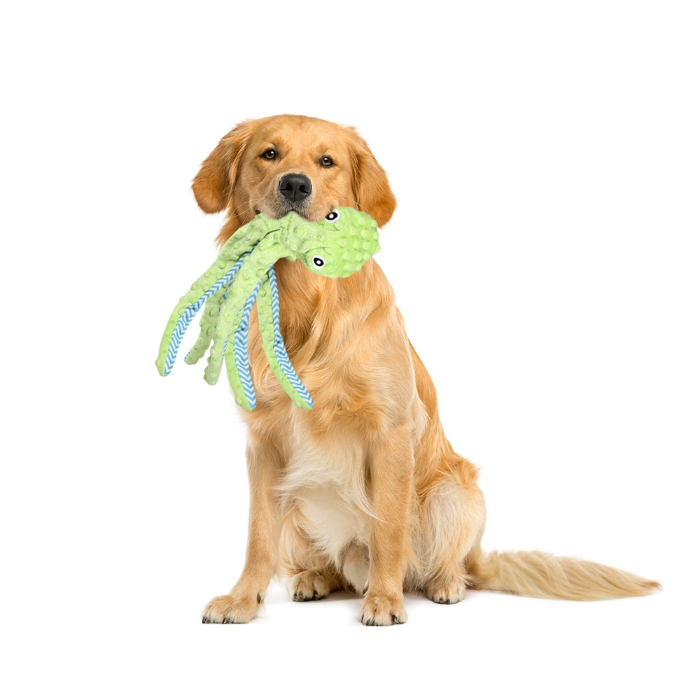 Plush Octopus Dog Teething Bite Resistant Supplies Sound Making-Toys