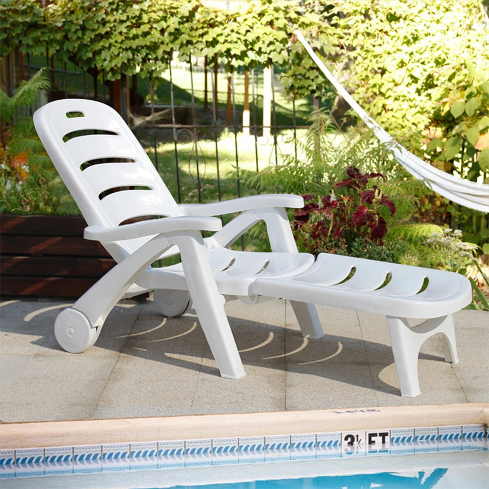 Popular Outdoor Hotel Furniture Sun Daybed Rattan Chaise Lounge Outdoor Sun Lounger Beach Plastic Sunbed