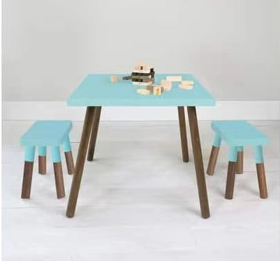 Factory Supplier Wooden Kids Furniture Modern 3-Piece Large Square 30" Kids Table Set